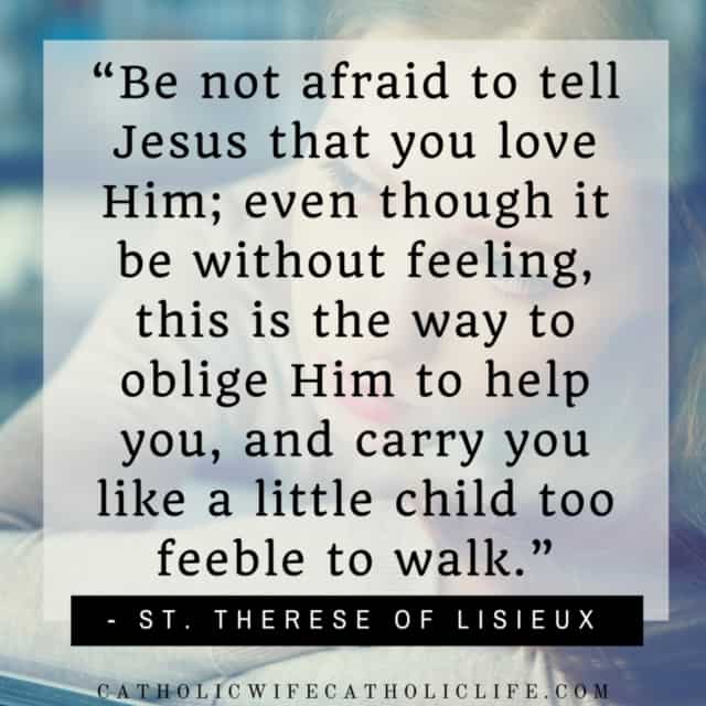 “Be not afraid to tell Jesus that you love Him; even though it be without feeling, this is the way to oblige Him to help you,